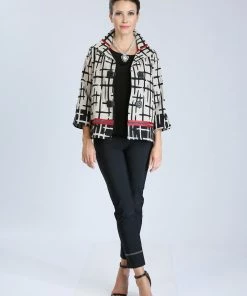 IC Collection Crosshatch Pattern Jacket, Taupe