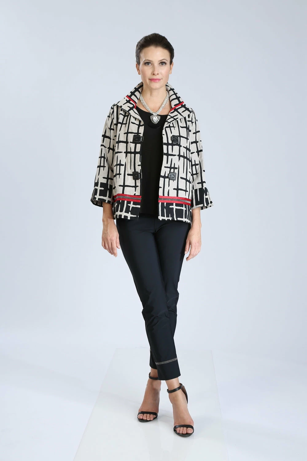 IC Collection Crosshatch Pattern Jacket, Taupe