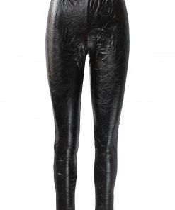 IC Collection Crushed Faux Leather Legging, Black