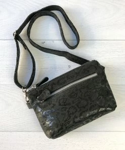 CoFi Leathers Kaitlin Convertible Hipbag, Black Anaconda CoFi Leathers