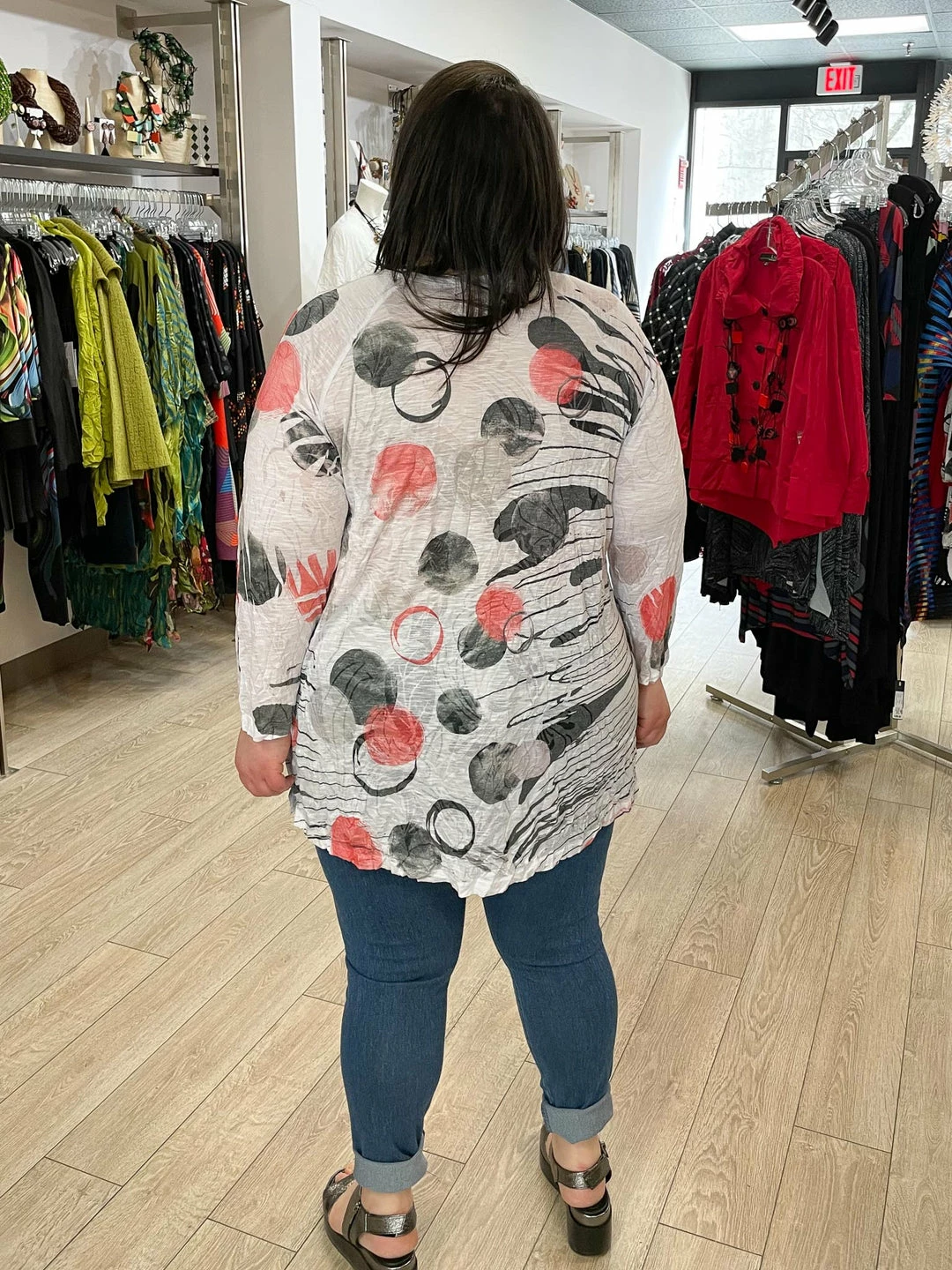 Jess & Jane Jess & Jane Dazzling Crushed Burnout Raglan Hi Lo Top, Multi