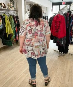 Jess & Jane Villa Patch Pocket Burnout Tunic, Multi 17 Jess & Jane Villa Patch Pocket Burnout Tunic, Multi