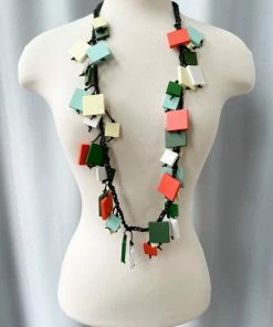 Jianhui London Jianhui London Crochet Mixed Squares Necklace, Summer Multi