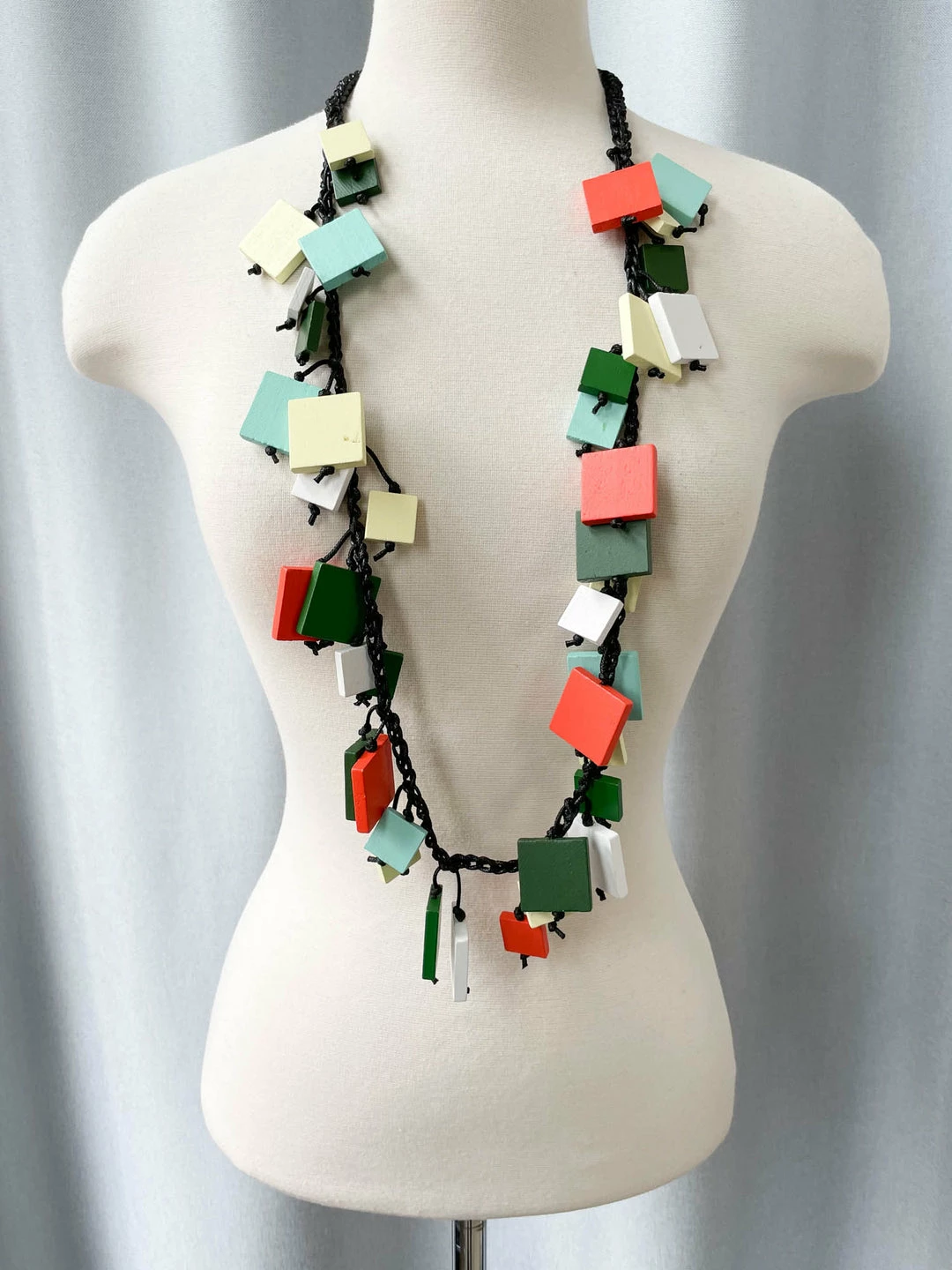 Jianhui London Jianhui London Crochet Mixed Squares Necklace, Summer Multi