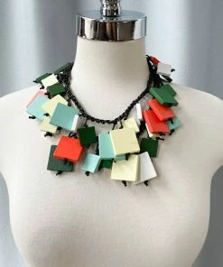Jianhui London Jianhui London Crochet Mixed Squares Necklace, Summer Multi