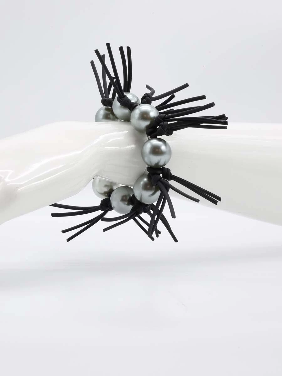 Jianhui London Jianhui London Pearl Leatherette Spikes Bracelet, Grey 3 Jianhui London Jianhui London Pearl Leatherette Spikes Bracelet, Grey