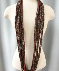 Jianhui London Jianhui London Hand Painted The Next Pashmina Beaded Necklace, Wine/Green 8 Jianhui London Jianhui London Hand Painted The Next Pashmina Beaded Necklace, Wine/Green