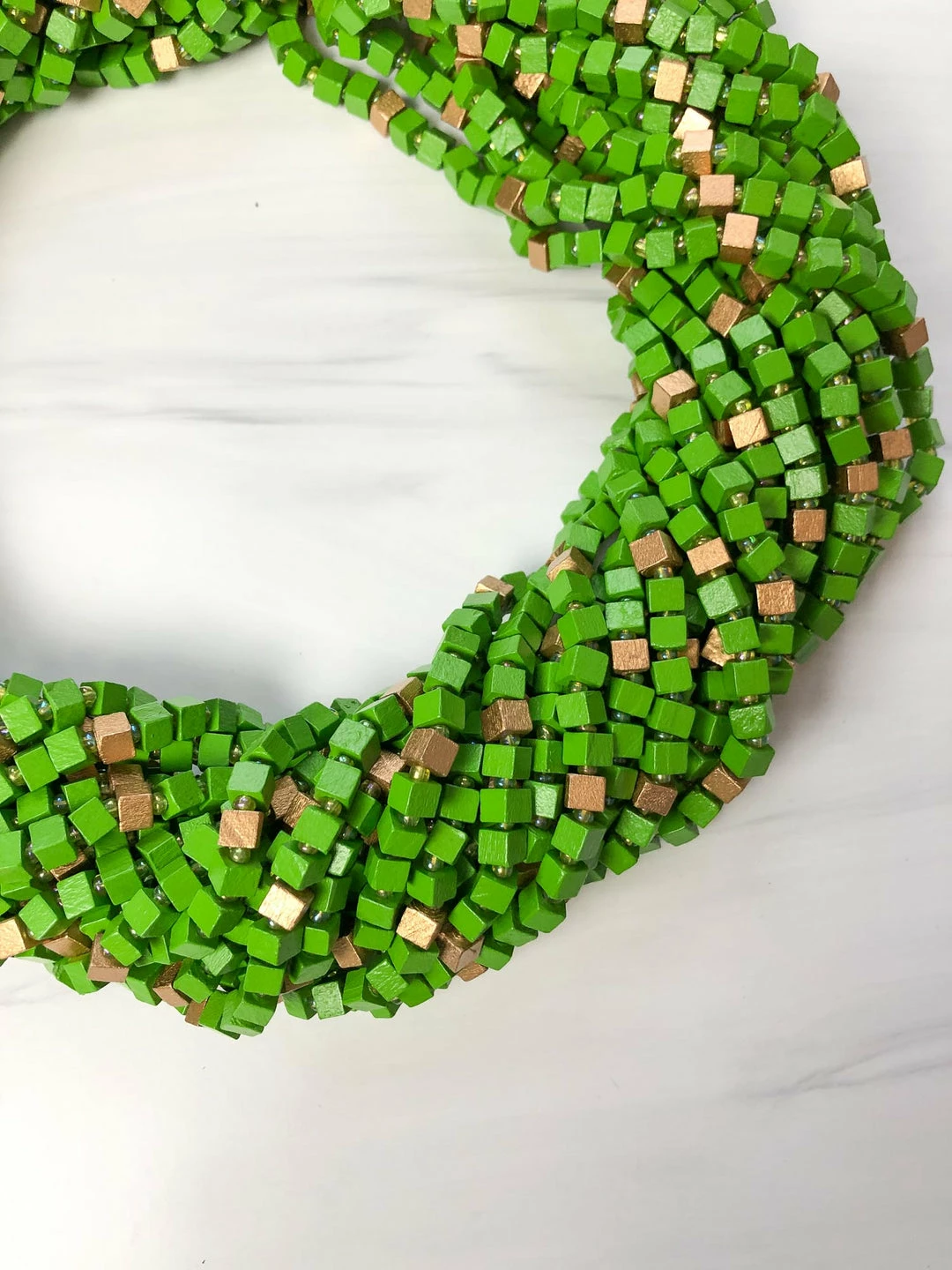 Jianhui London Mosaic The Next Pashmina Beaded Necklace, Gold/Summer Green 4 Jianhui London Mosaic The Next Pashmina Beaded Necklace, Gold/Summer Green