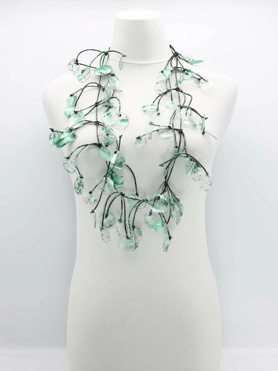 Jianhui London Aqua Water Lily Necklace, Hand Gilded Green 4 Jianhui London Aqua Water Lily Necklace, Hand Gilded Green