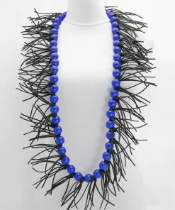 Jianhui London Jianhui London Round Bead Leatherette Spikes Necklace, Cobalt Blue