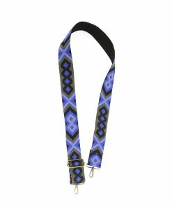Joy Susan 2" Guitar Strap, Royal/Black Geo Embroidered Joy Susan