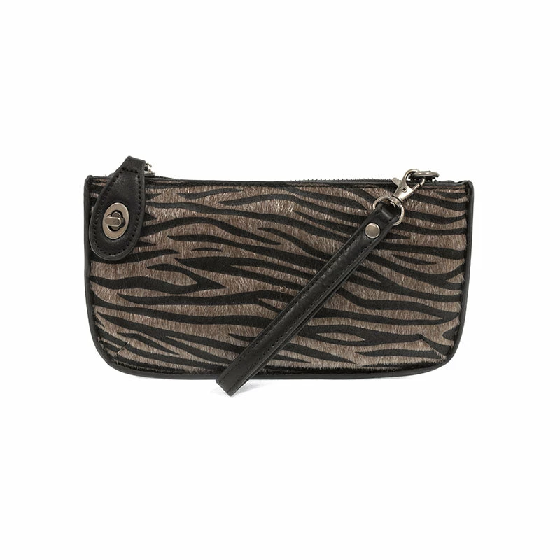 Joy Susan Mini Crossbody Wristlet Clutch, Black Faux Fur Brown Zebra 3 Joy Susan Mini Crossbody Wristlet Clutch, Black Faux Fur Brown Zebra