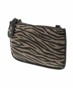 Joy Susan Mini Crossbody Wristlet Clutch, Black Faux Fur Brown Zebra