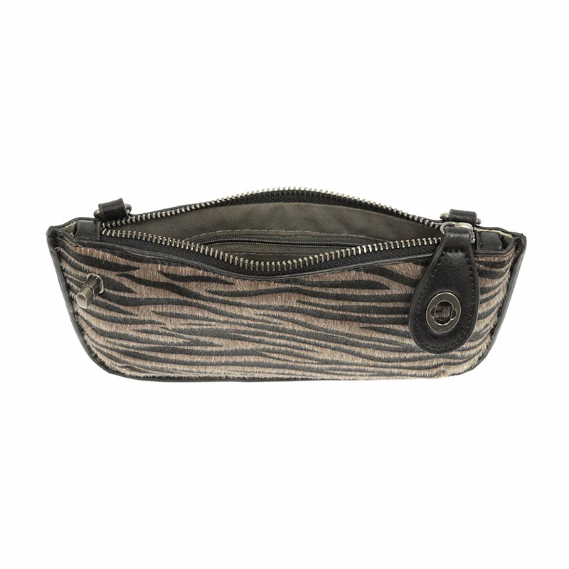 Joy Susan Mini Crossbody Wristlet Clutch, Black Faux Fur Brown Zebra 6 Joy Susan Mini Crossbody Wristlet Clutch, Black Faux Fur Brown Zebra