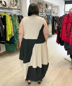 Kedem Sasson Sleeveless Cocoon Panel Dress, Black/Tan 9 Kedem Sasson Sleeveless Cocoon Panel Dress, Black/Tan