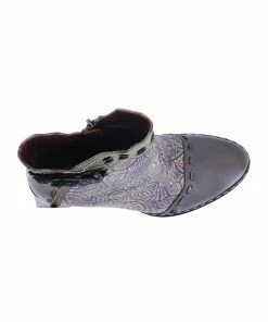 L'Artiste L'Artiste Striolle Flower Motif Boot In Grey Multi