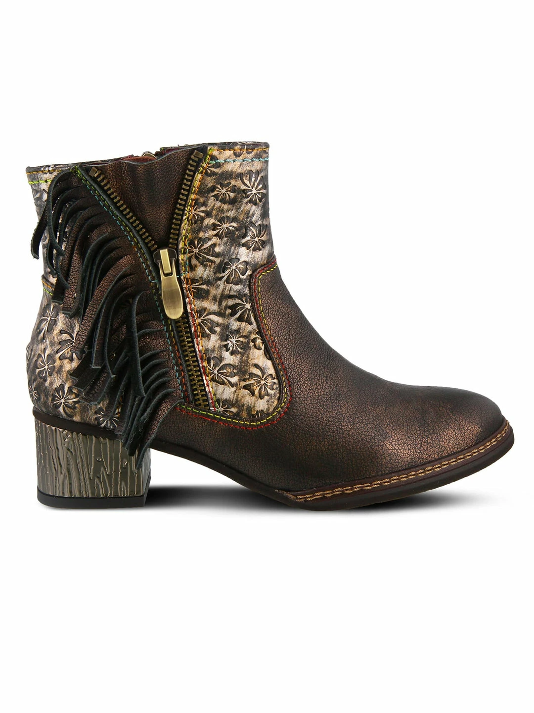 L'Artiste L'Artiste Kami Fringe Bootie In Bronze Multi