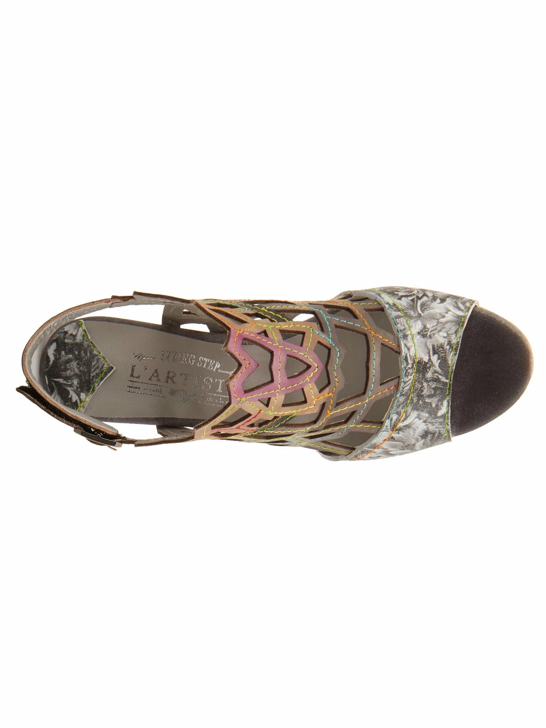L'Artiste Sanstar Laser Cut Sandals In Grey Multi 5 L'Artiste Sanstar Laser Cut Sandals In Grey Multi