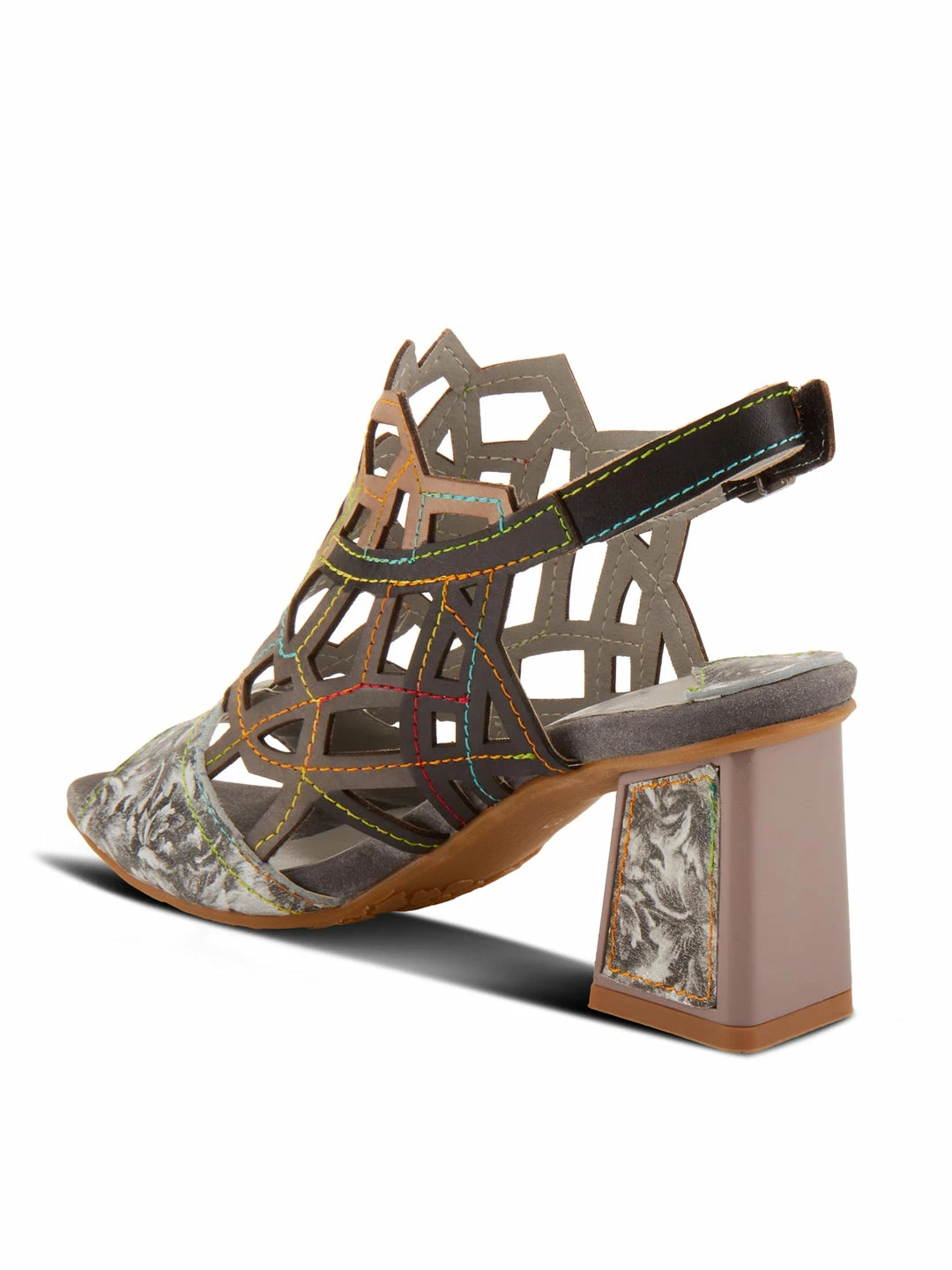 L'Artiste Sanstar Laser Cut Sandals In Grey Multi 8 L'Artiste Sanstar Laser Cut Sandals In Grey Multi