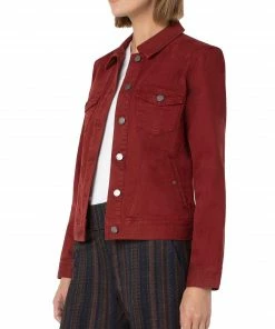 Liverpool Los Angeles Classic Denim Jacket With Angled Seam, Deep Henna Liverpool Los Angeles