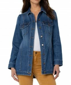 Liverpool Los Angeles Liverpool Los Angeles High Low Denim Shirt Jacket, Devonport