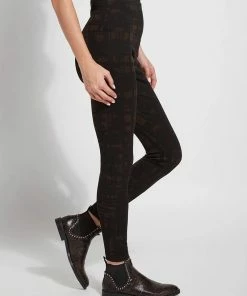 Lysse Pattern Denim Legging, Deep Olive Sketch Lysse