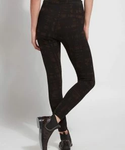 Lysse Pattern Denim Legging, Deep Olive Sketch Lysse