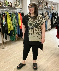 Mara Gibbucci Printed Cinch Tunic, Taupe/Black