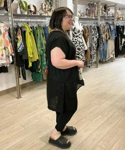 Mara Gibbucci Printed Cinch Tunic, Taupe/Black