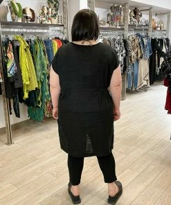 Mara Gibbucci Printed Cinch Tunic, Taupe/Black