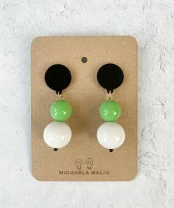 Michaela Malin Large Snowie Earrings, White/Green Michaela Malin
