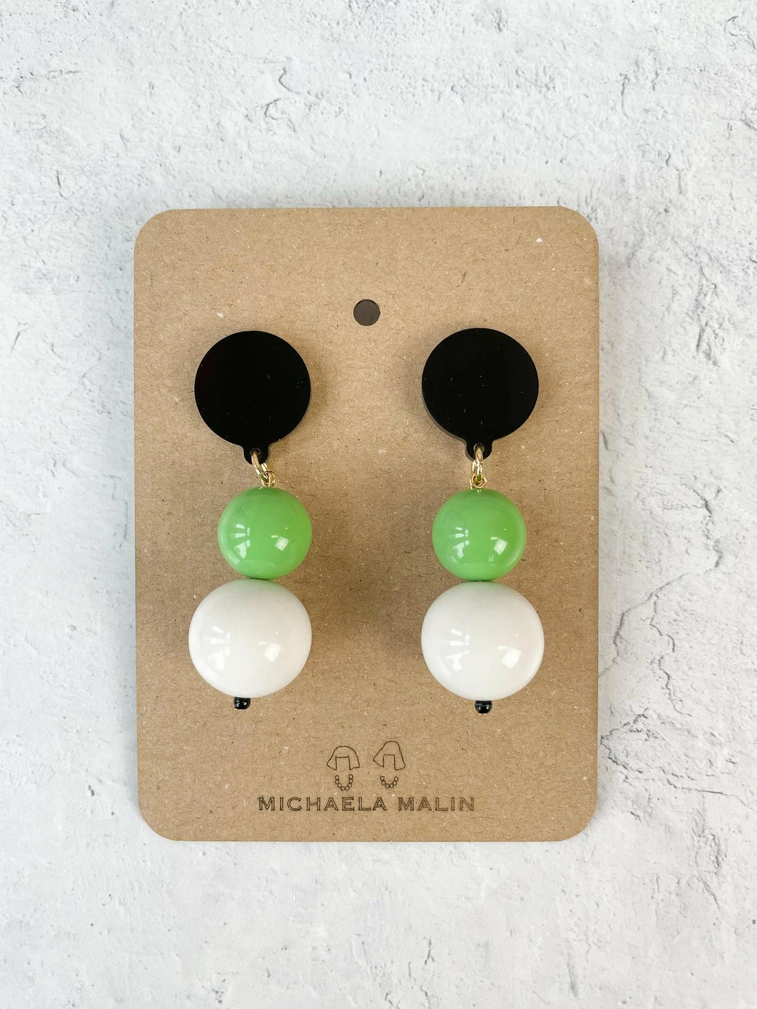 Michaela Malin Large Snowie Earrings, White/Green Michaela Malin 4 Michaela Malin Large Snowie Earrings, White/Green Michaela Malin