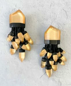 Monies Large Faceted Drop Earclips, Gold Monies