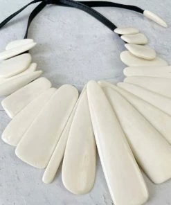 Monies Leather & Bone Bib Necklace, Bone