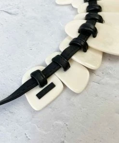 Monies Leather & Bone Bib Necklace, Bone