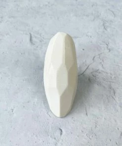 Monies Monies Long Faceted Carved Bone Ring, Bone