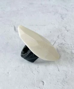 Monies Monies Long Faceted Carved Bone Ring, Bone