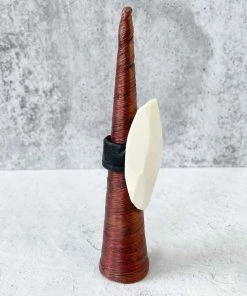 Monies Monies Long Faceted Carved Bone Ring, Bone