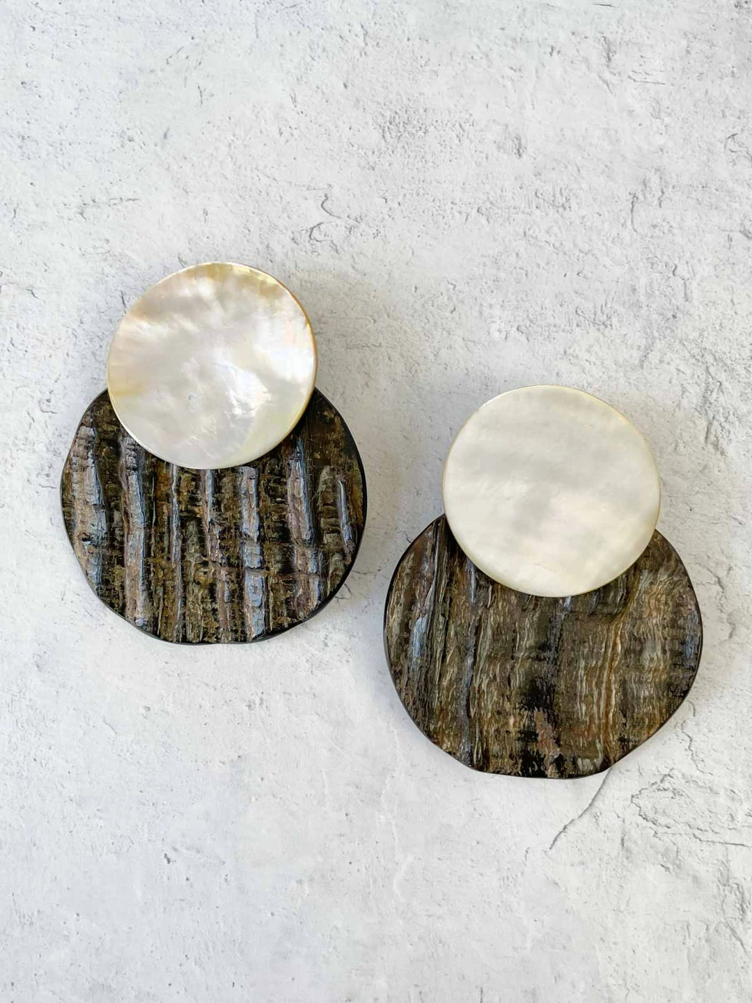Monies Padova Earclips, Brown/Mother Of Pearl 3 Monies Padova Earclips, Brown/Mother Of Pearl