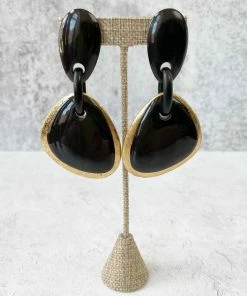 Monies Rio Earclips, Black/Gold