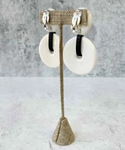 Monies Monies Round Drop Earclips, Bone