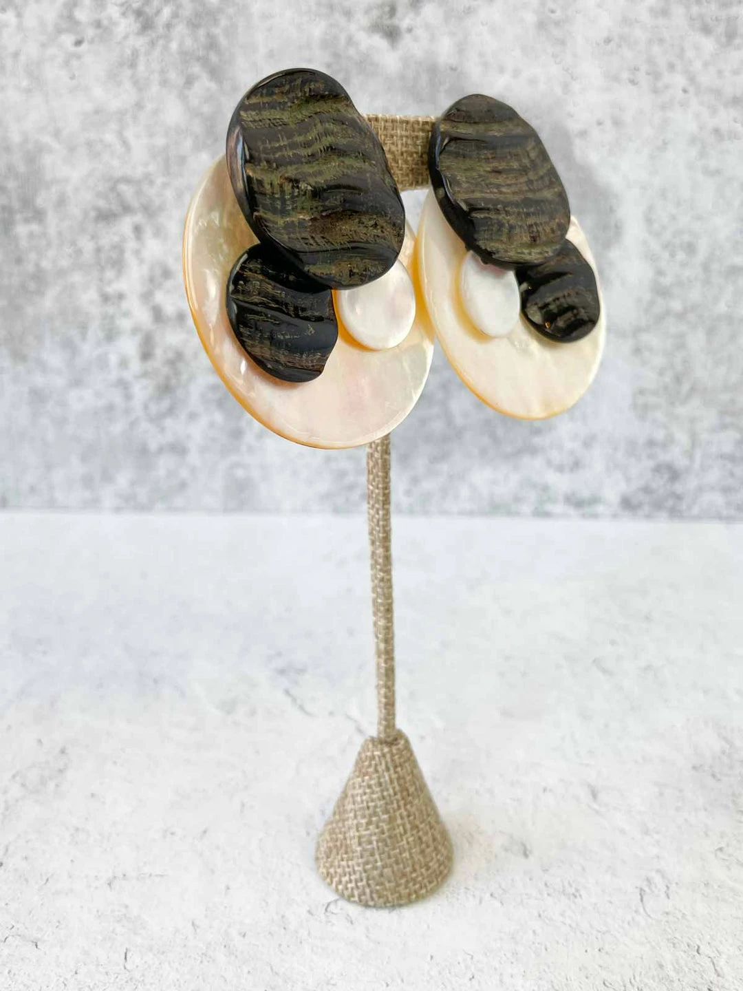 Monies Siracusa Earclips, Brown/Mother Of Pearl