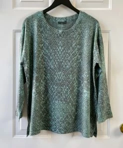 Nally And Millie Brushed Python Print Top, Teal Green Multi Nally & Millie