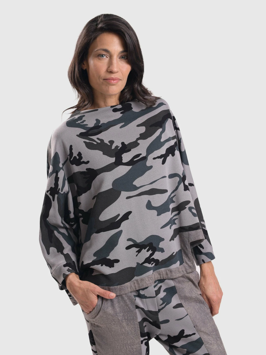 Alembika Alembika Urban Camo Hi Lo Boxy Top, Grey 6 Alembika Alembika Urban Camo Hi Lo Boxy Top, Grey