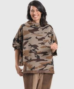 Alembika Alembika Urban Camo Hi Lo Boxy Top, Brown