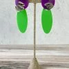 Pattern Gems Pattern Gems Elongated Oval Earrings, Purple/Green 2 Pattern Gems Pattern Gems Elongated Oval Earrings, Purple/Green