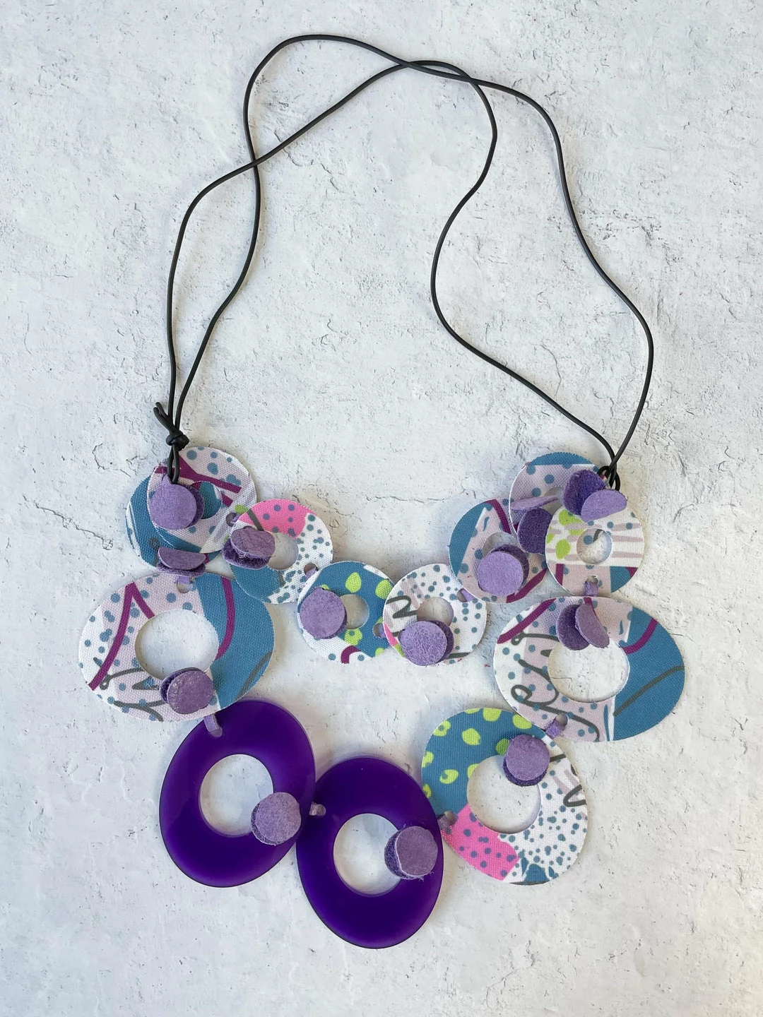 Pattern Gems Pattern Gems Harmony Necklace, Purple/Teal 3 Pattern Gems Pattern Gems Harmony Necklace, Purple/Teal