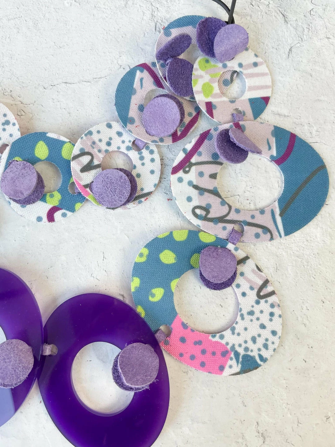 Pattern Gems Pattern Gems Harmony Necklace, Purple/Teal 4 Pattern Gems Pattern Gems Harmony Necklace, Purple/Teal