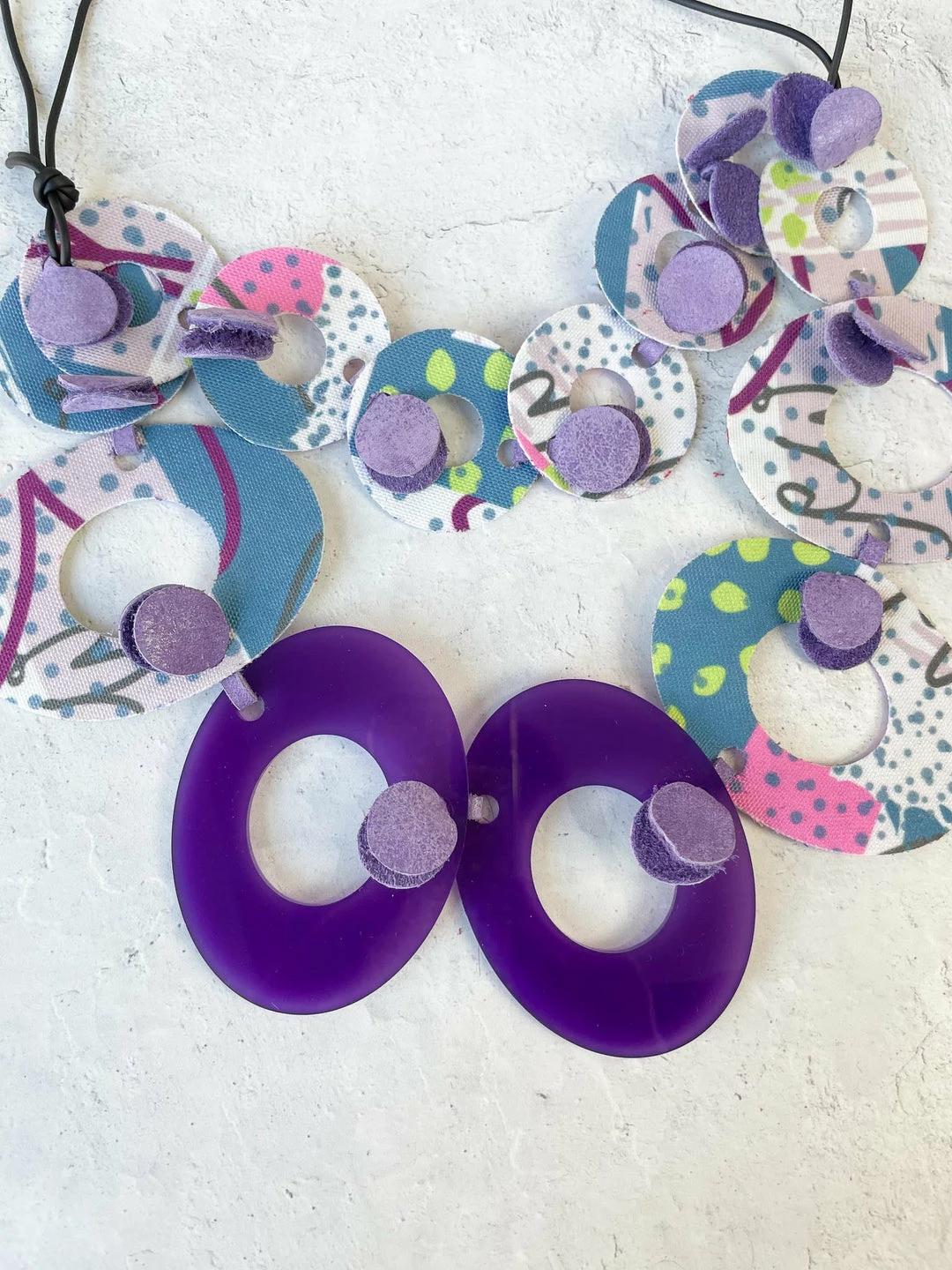 Pattern Gems Pattern Gems Harmony Necklace, Purple/Teal 5 Pattern Gems Pattern Gems Harmony Necklace, Purple/Teal