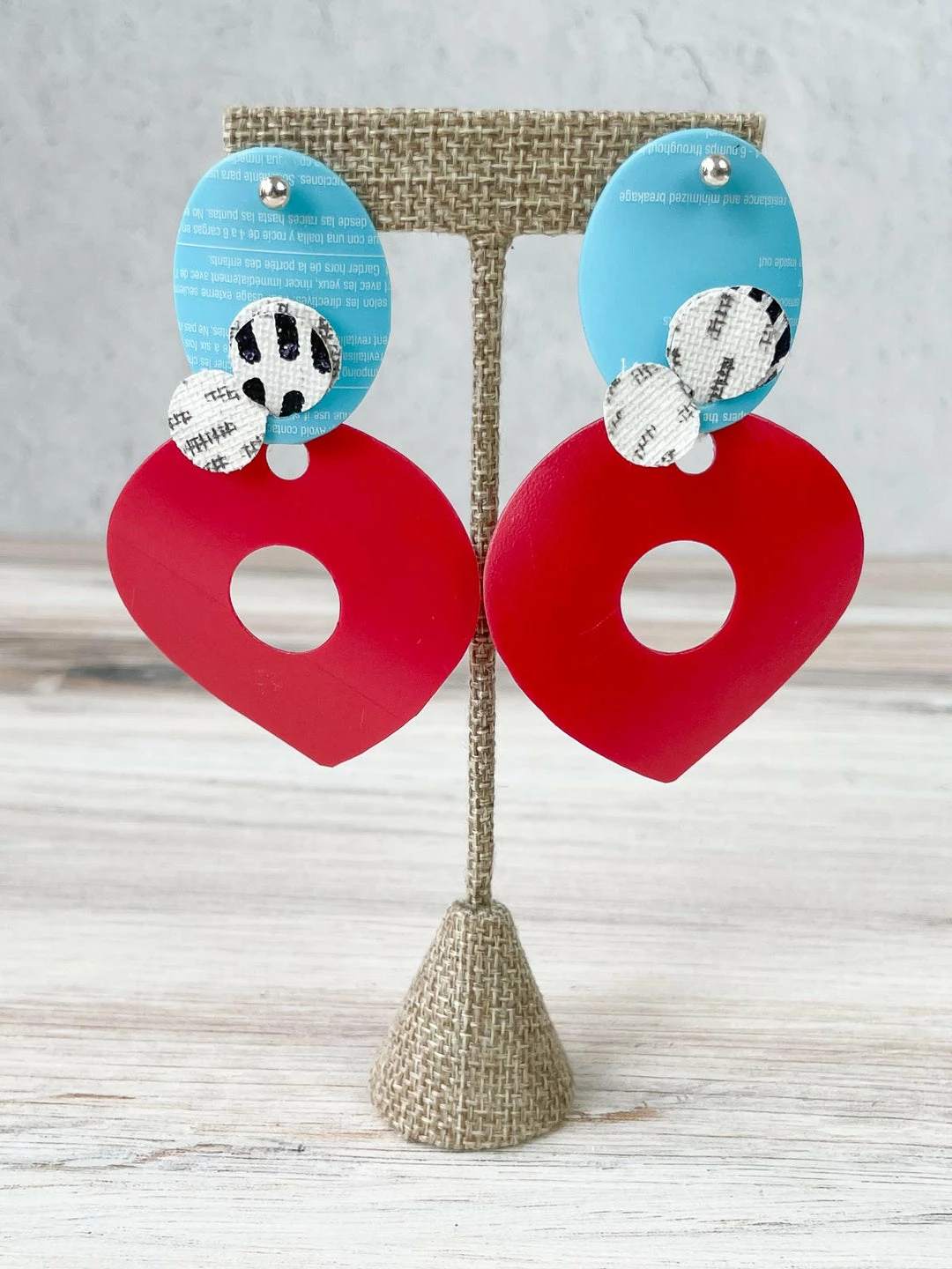 Pattern Gems Pattern Gems Large Teardrop Earrings, Aqua/Pink 3 Pattern Gems Pattern Gems Large Teardrop Earrings, Aqua/Pink